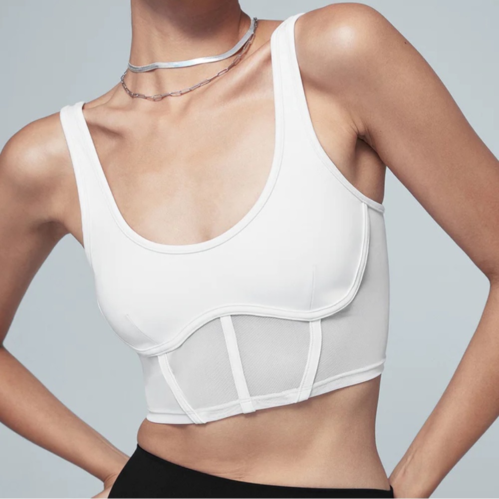 Alo Yoga Airbrush Mesh Corset Tank Top White Size XS